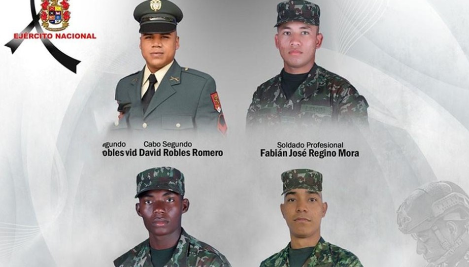 El Ejército identifica a los cuatro militares asesinados en Antioquia y responsabiliza al Frente de Guerra Darío Ramírez Ramos del ataque