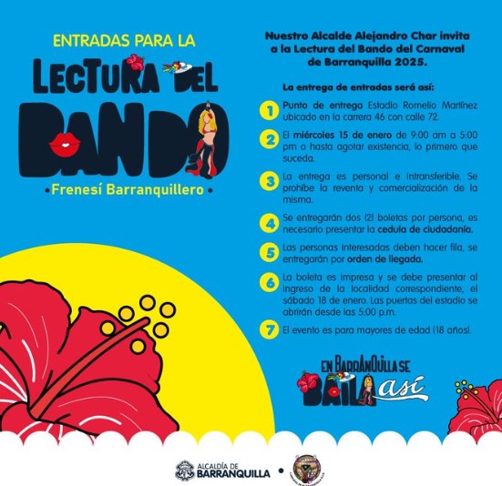 ¡Barranquilleros, disfruten de la Lectura del Bando 2025 con entradas gratuitas!